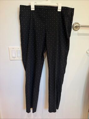 White House Black Market Black Slim Straight-Leg Pants with Tiny White Dots